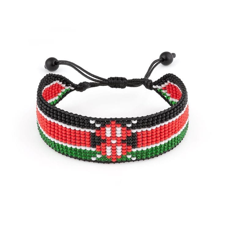 Kenyan-Themed Beaded Wristband