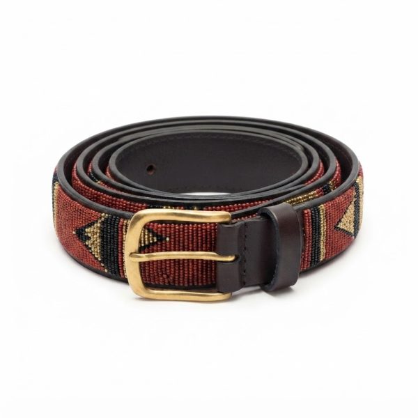 Kenyan-Themed Beaded Leather Belt