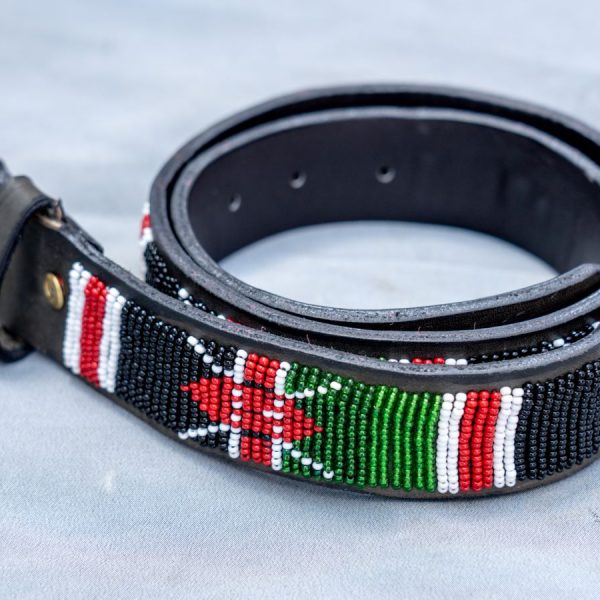 Kenyan-themed Men's Leather Belt