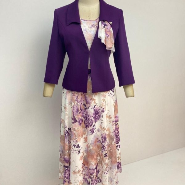 Purple Floral  Dress Suit