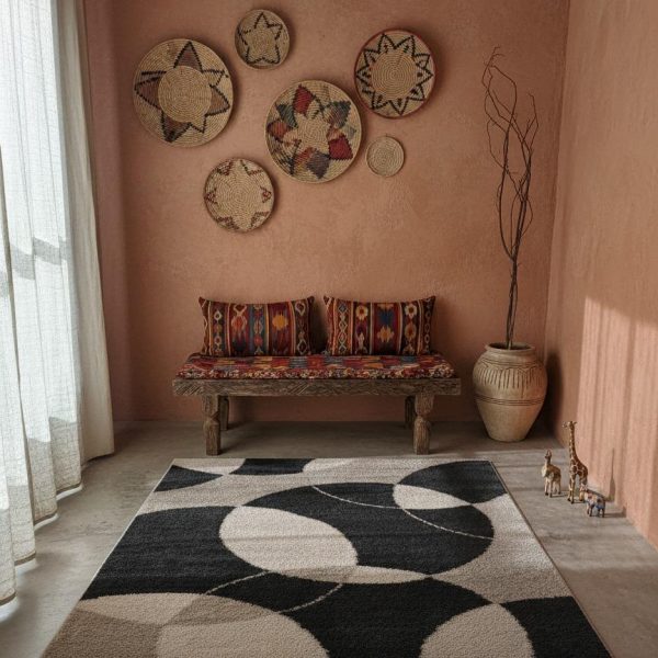 Sophisticated Black- Beige Rug 6*9