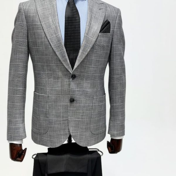 Italian-Style Grey Plaid Suit
