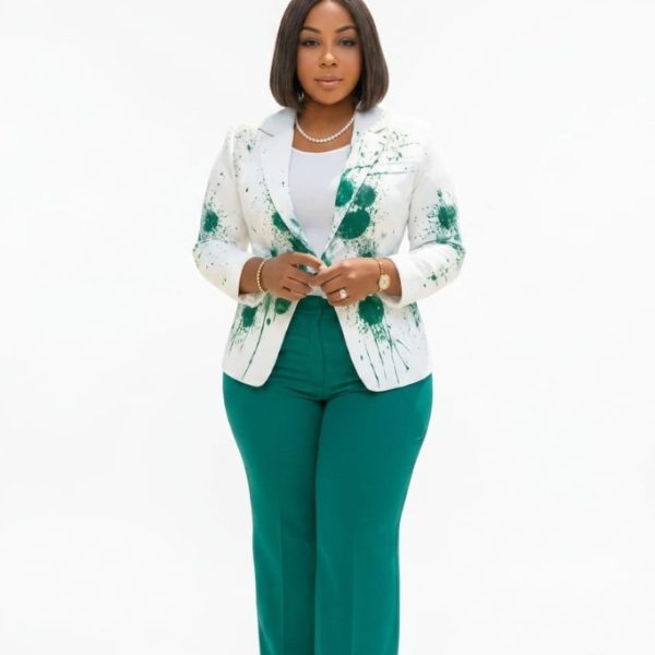 Splash Blazer & Emerald Trouser Set
