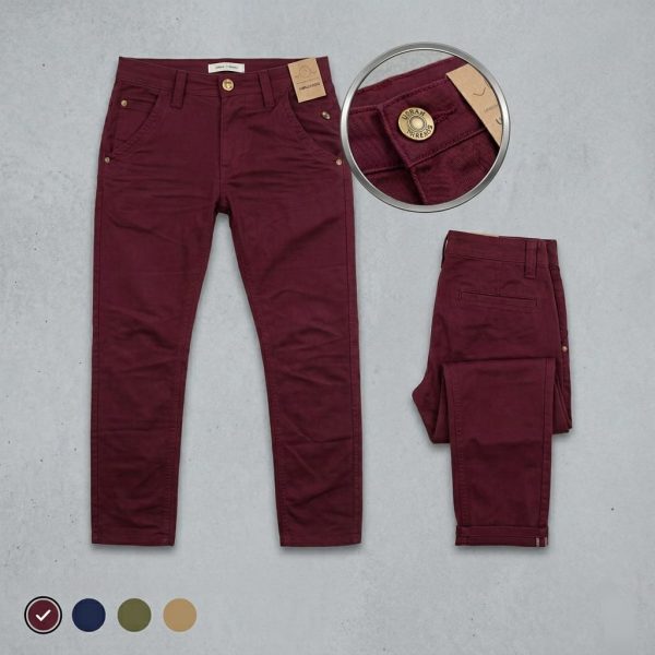Maroon Slim-Fit Chinos