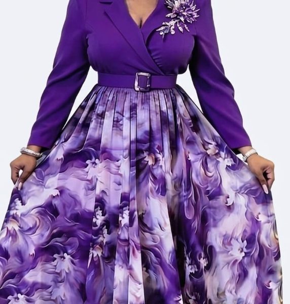 Royal Purple Blazer-Style Maxi Dress