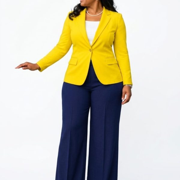 Women's Executive Yellow & Navy Pantsuit