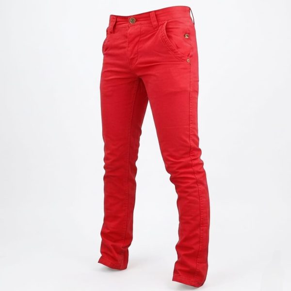 Vibrant Red Slim-Fit Chinos