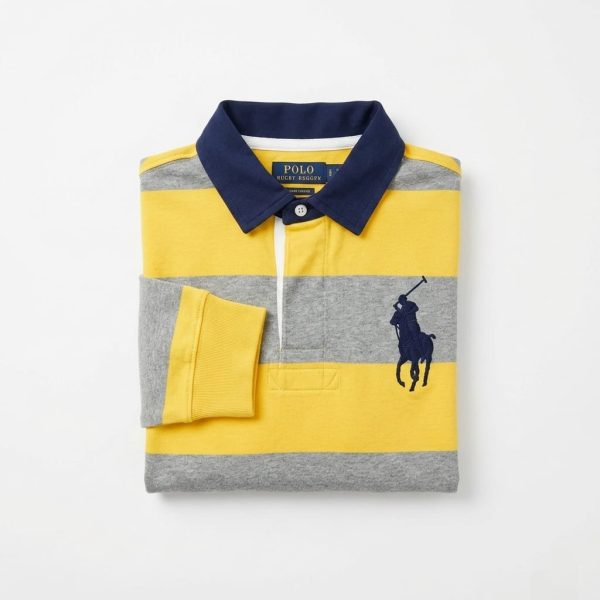 Yellow & Grey Striped Polo Shirt