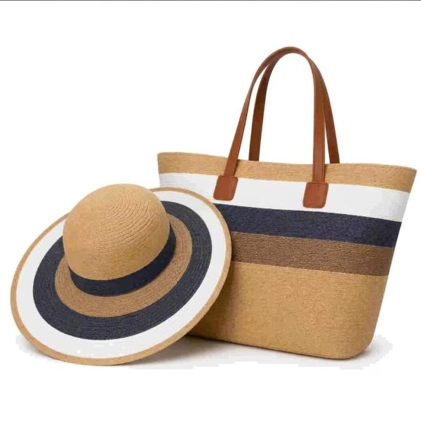 Beach Straw Tote Bag Set