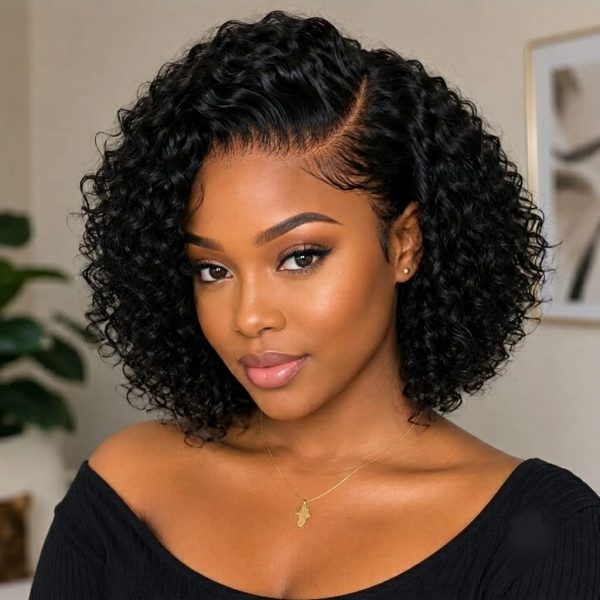 Natural-Looking Short Curly Bob Wig