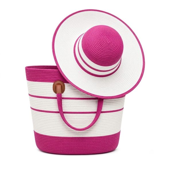 Beach Set Pink & White Tote