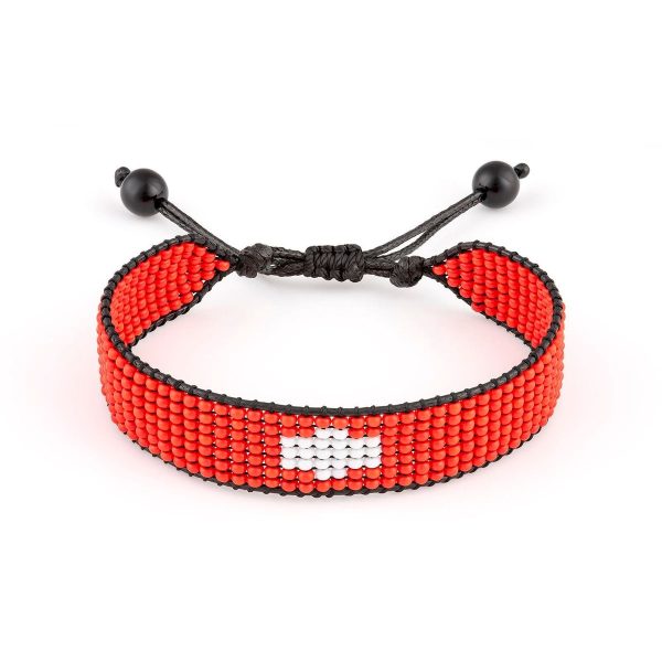 Switzerland Flag Beaded Bracelet