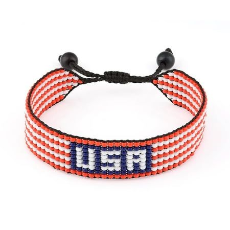 USA Flag Beaded Bracelet
